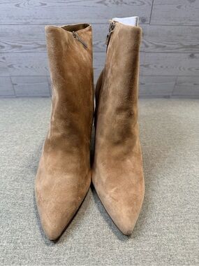 Nine West Taupe Suede Pointed-Toe Ankle Booties